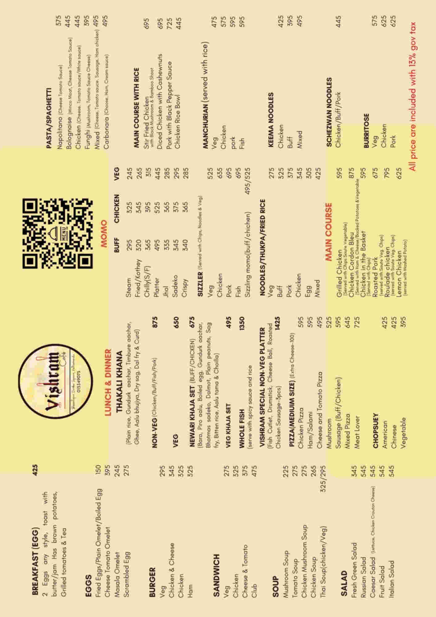 Menu design sample for restaurant